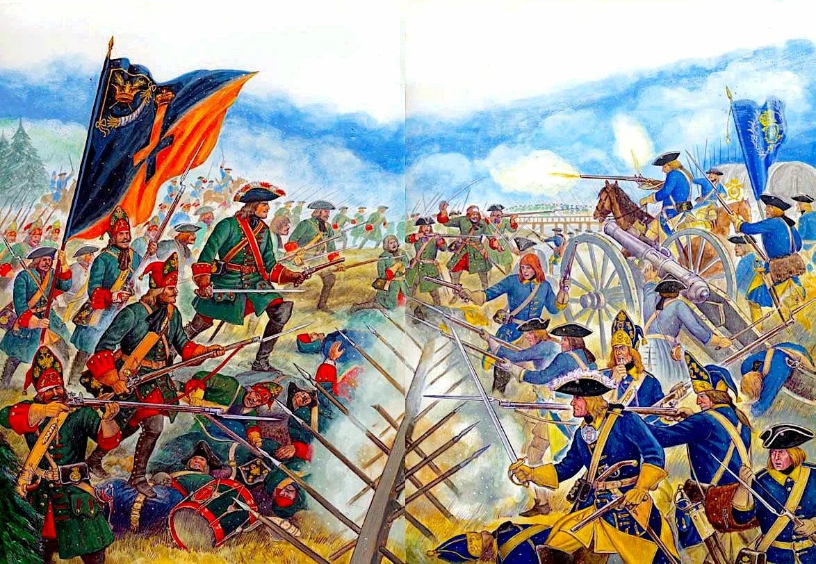 Победа русского войска над шведским. Полтавская битва (1709 год). Полтавская битва 1709 картина.