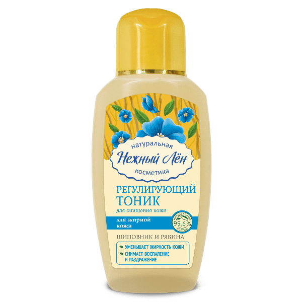 Тоник для лица, Нежный Лен, Регулирующий, жирная кожа, 150 мл 