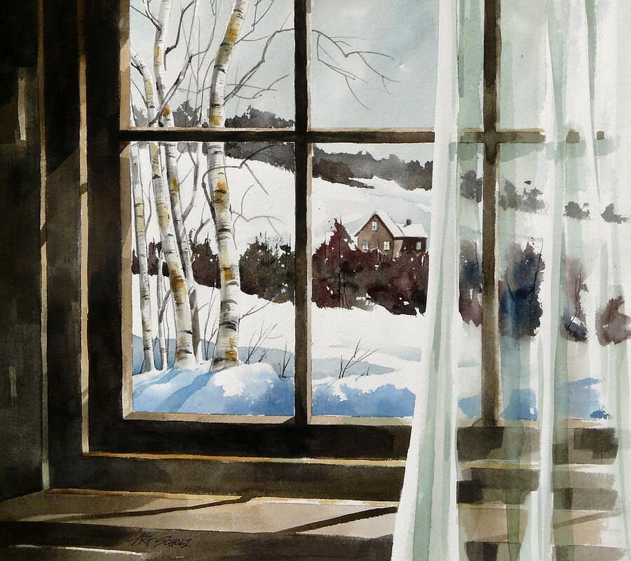 Painting windows. «Зима за окном.» Художник Тутунов Андрей. Окно зима. Окно живопись. Зимнее окно.