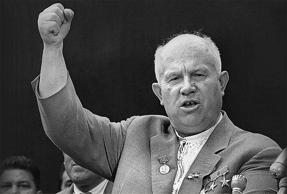 Никита Сергеевич Хрущёв. Первый секретарь Коммунистической партии Советского Союза с 1953 по 1964 год и Председатель Совета Министров СССР с 1958 по 1964 год.
