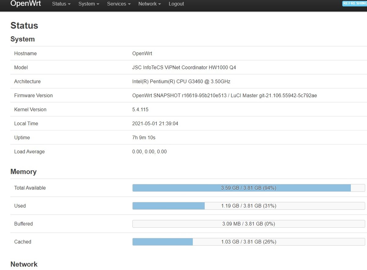 Интерфейс моего роутера.