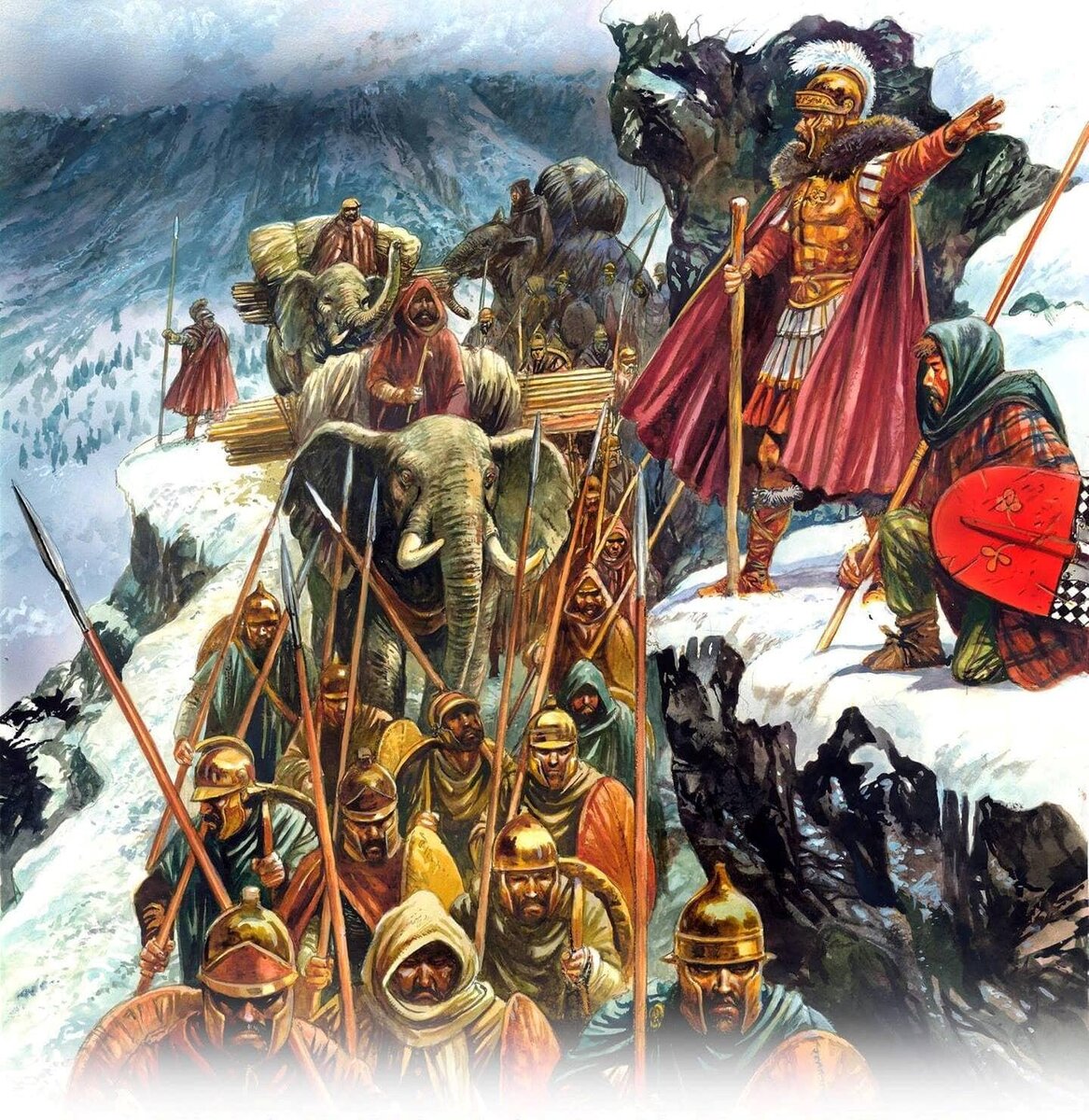 Ганнибал переходит Альпы. Иллюстратор: Peter Dennis