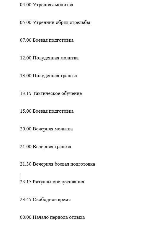 Распорядок дня...