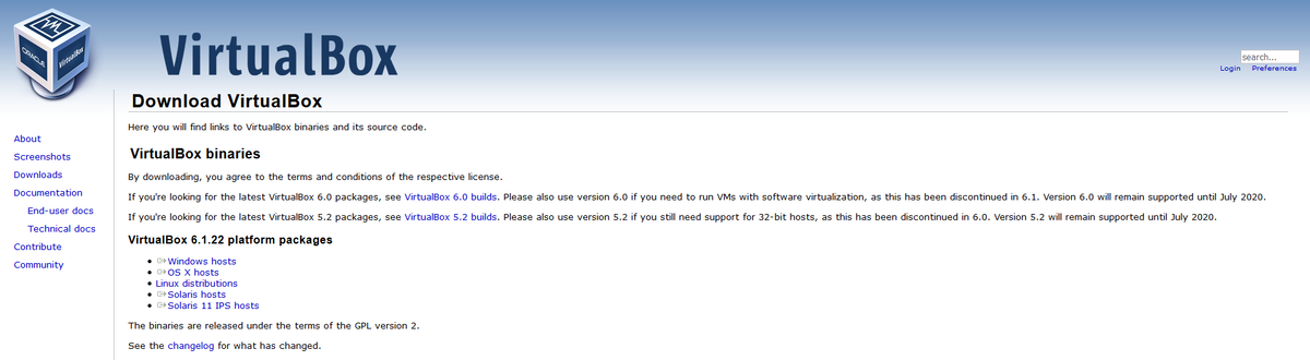 Загрузка VirtualBox