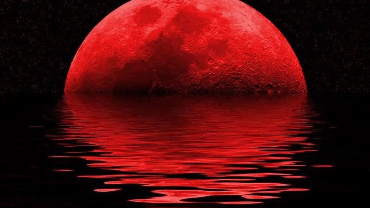 Card red moon