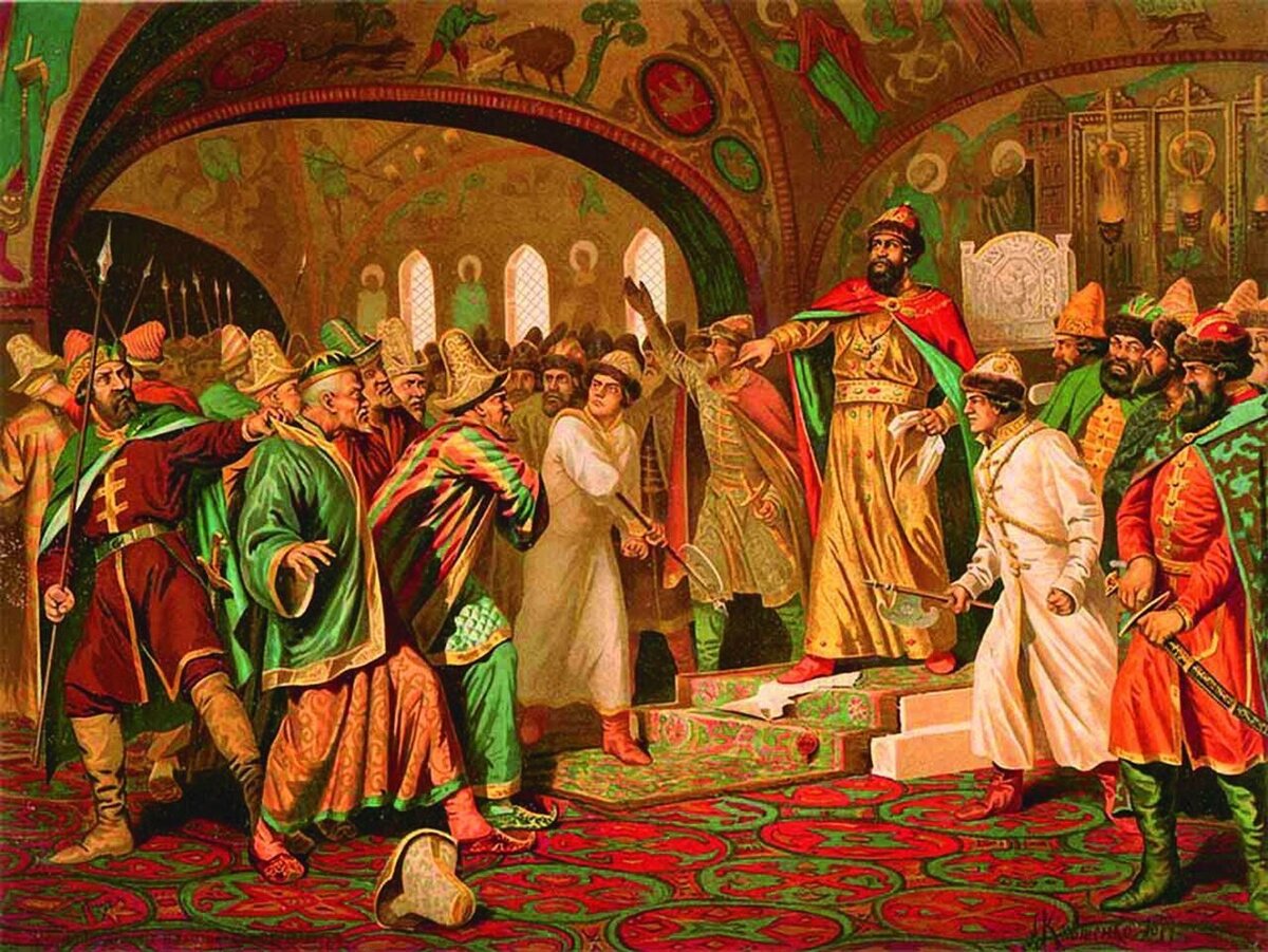 А. Д. Кившенко. Иоанн III разрывает ханскую грамоту (ок.1879 г.)