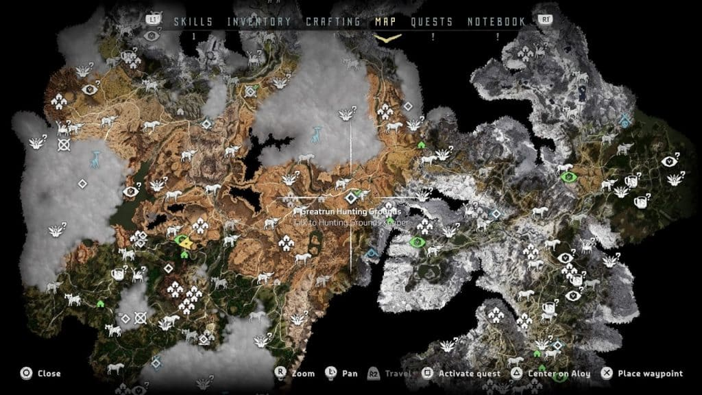 Карта Horizon Zero Dawn