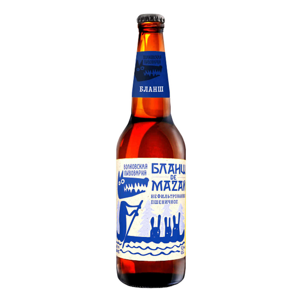 Пиво Волковская пивоварня Бланш де Мазай светлое пшеничное 5,9% 0,45 л