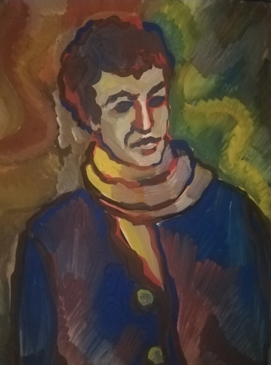 Мужчина в шарфе. В. Шлюндин.
