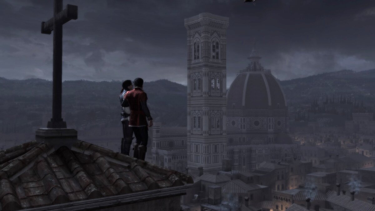 Эцио с братом, начало игры и шикарный саундтрек.