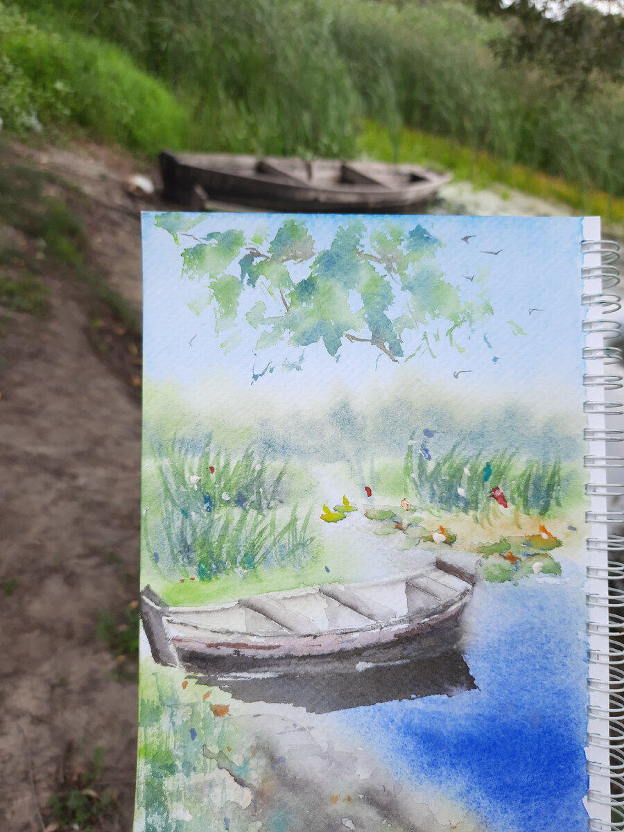 Работа выполнена акварелью🎨🖌