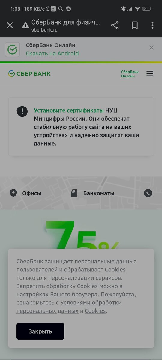 Вот что пишет Chrome сейчас при заходе с телефона