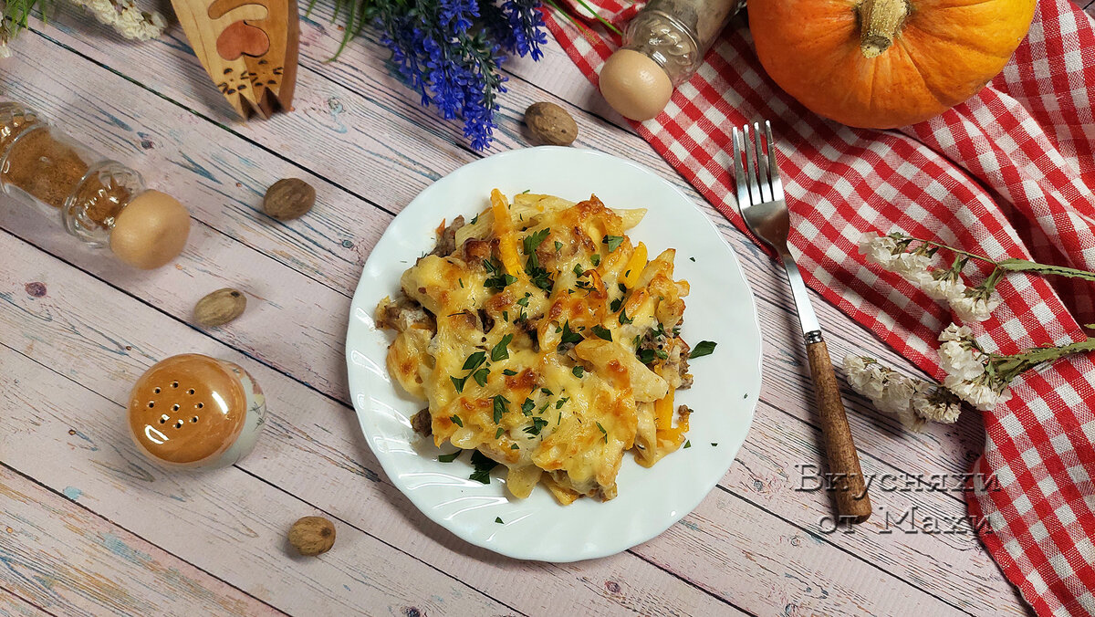 Готовая запеканка из макарон с фаршем