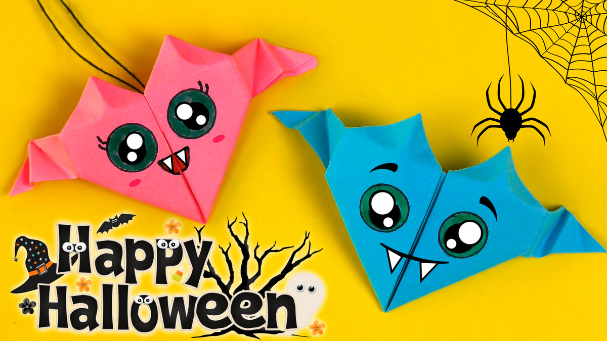 Оригами летучая мышь для декора на нитке