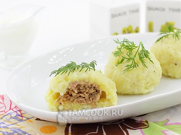 Картофельные галушки с курицей и грибами простой рецепт