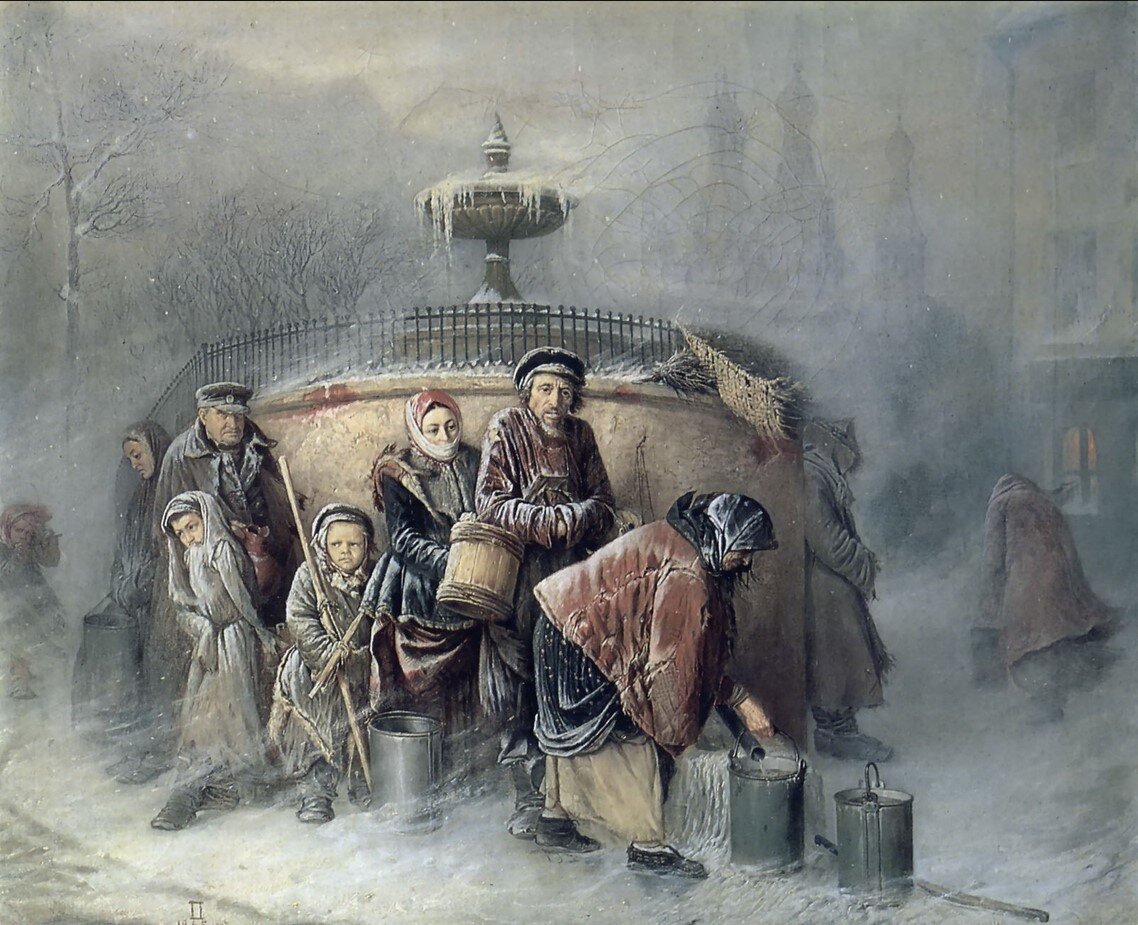 Очередь у бассейна. 1865 год. Василий Перов.