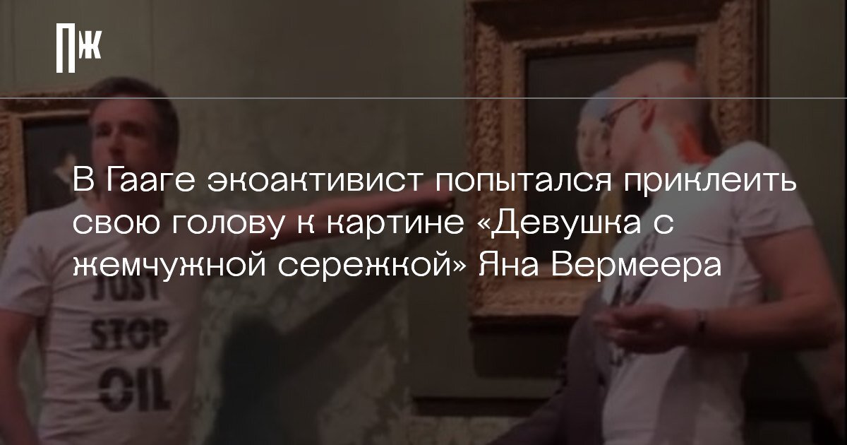     В Гааге экоактивист попытался приклеить свою голову к картине «Девушка с жемчужной сережкой» Яна Вермеера