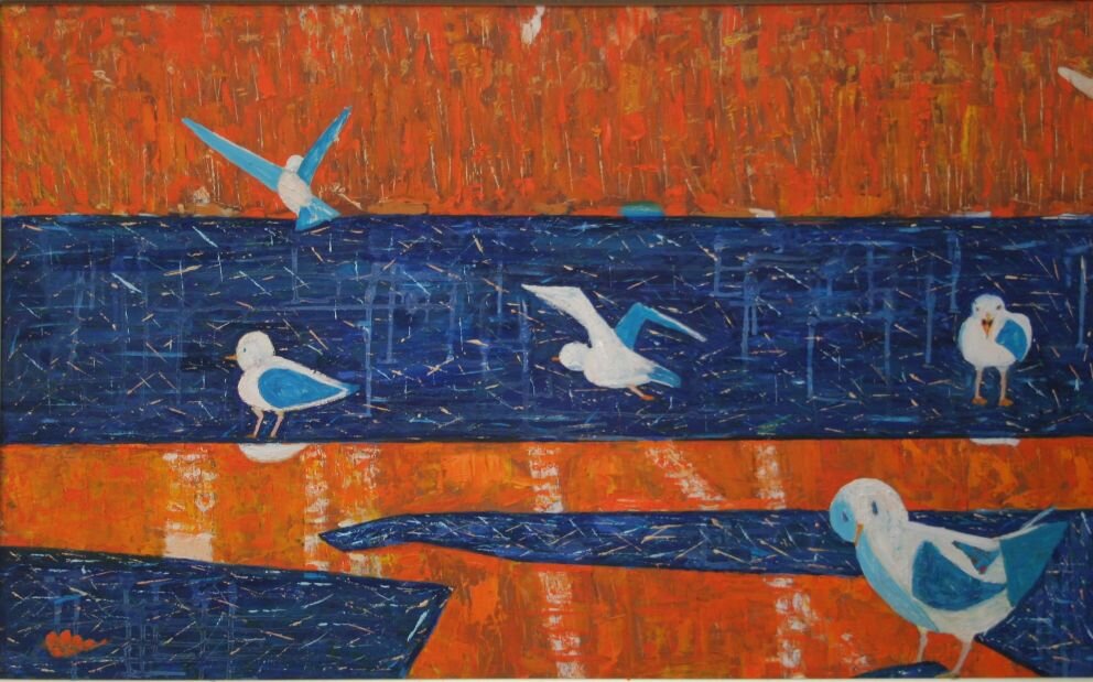 Весна на Ангаре, оргалит, масло, Марина Попова, Иркутск