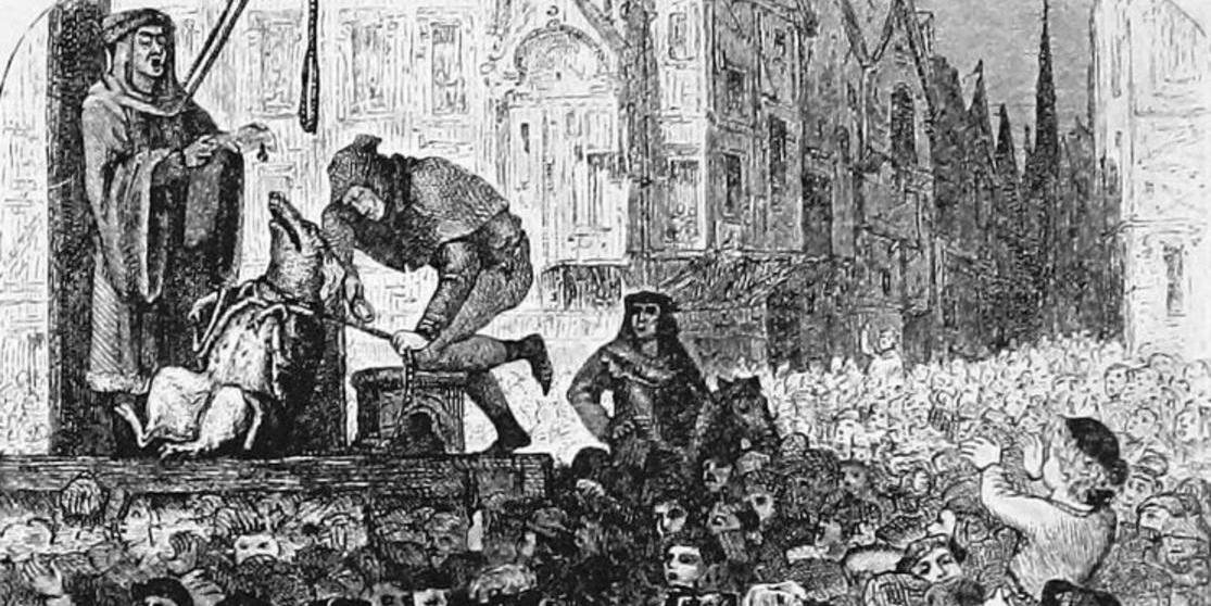 Удушение свиньи. Фрагмент фронтисписа «Уголовное преследование и смертная казнь животных», 1906 г. Изображение: Public Domain