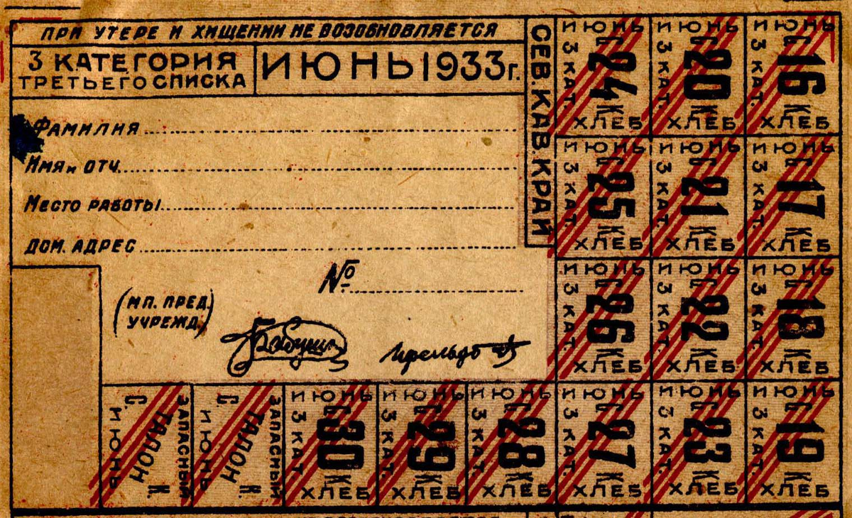 Декабрь 1933 года. Карточная система в СССР В 30-Е годы. Хлебные карточки в СССР. Продуктовые карточки. Продовольственные карточки 1930.