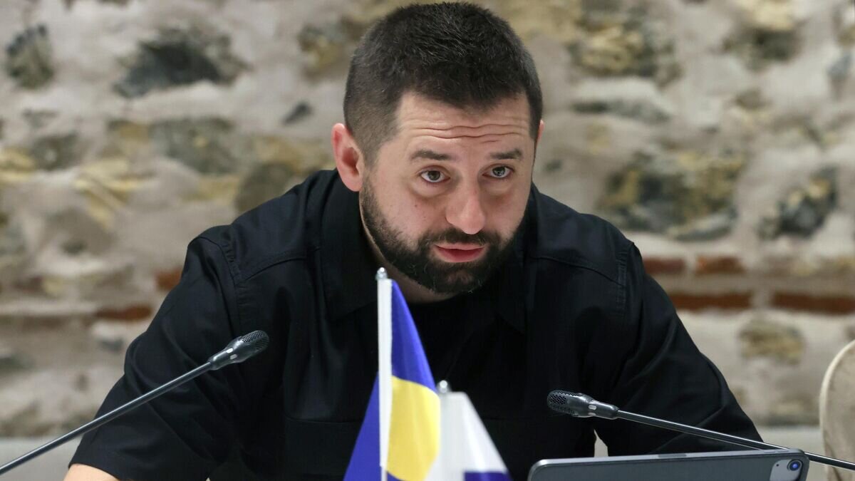    Руководитель фракции "Слуга народа" в Верховной раде Украины Давид Арахамия во время российско-украинских переговоров во дворце Долмабахче в Стамбуле© РИА Новости / POOL