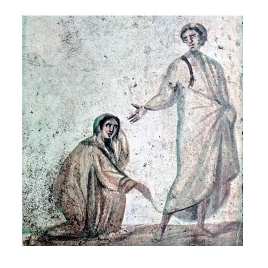 Исцеление Христом женщины с кровотечением (Рим, катакомбы Петра и Марцелла)