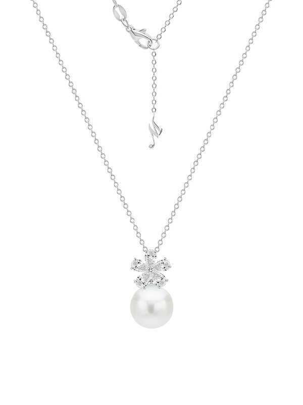 Кулоне Mercury Flower из белого золота с жемчугом и бриллиантами
