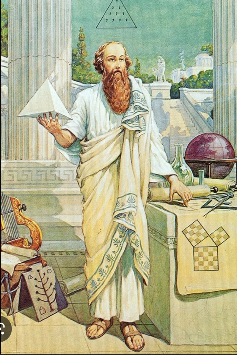 Пифагор. Дата рождения около 580 лет до нашей эры и дата смерти около 500 лет до нашей эры. Фото из открытых источников.