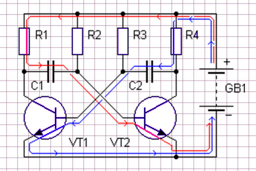 Принцип работы схемы мультивибратора