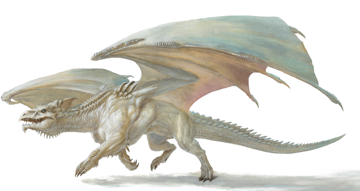 Один из вариантов применения заклинания, превращение в древнего белого дракона - изображение из открытых источников