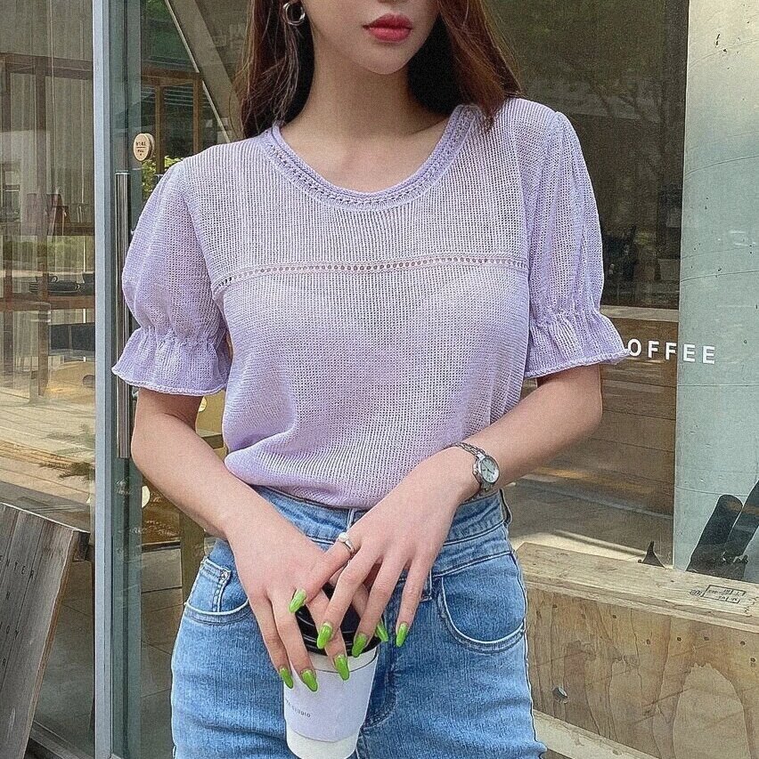 Топ с рукавами-воланами