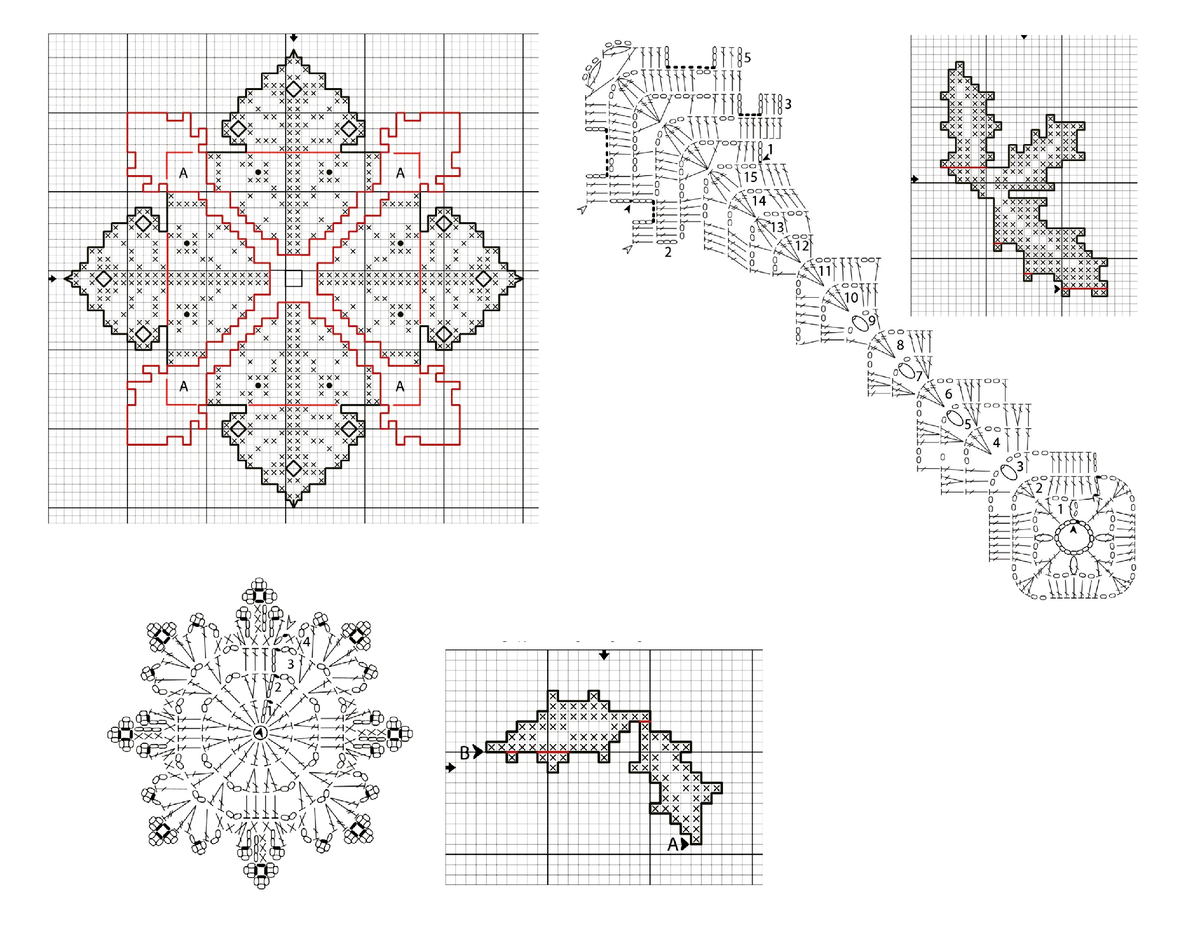 Схемы для вязания комплекта Новогодних украшений