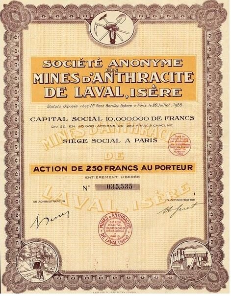 Компания антрацитовых рудников Лаваля (Изер). Париж. 1930 г.