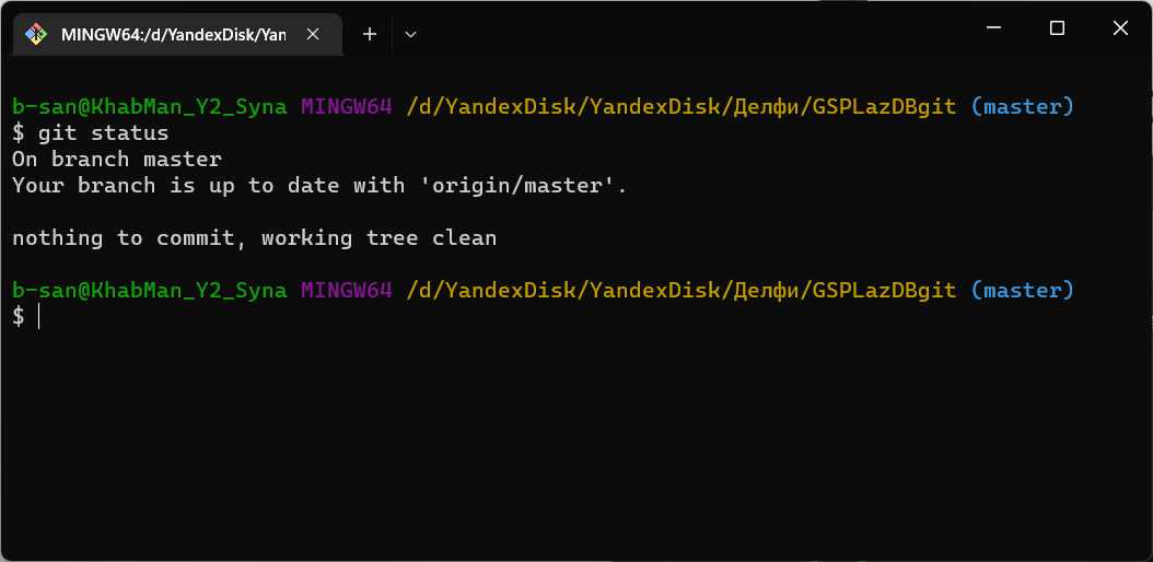 Как выглядит Git Bash в терминале Windows
