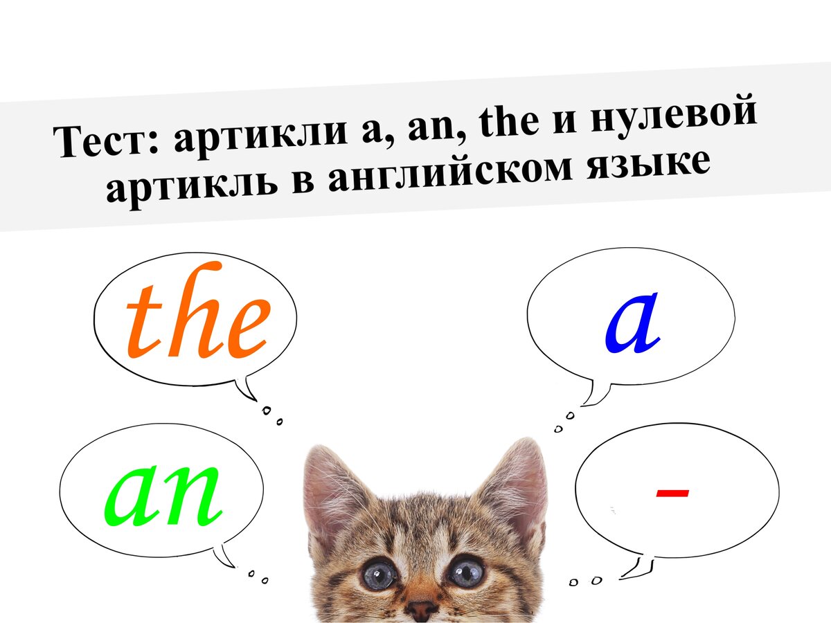 Тест: артикли a, an, the и нулевой артикль в английском языке (часть 1) |  English Cats | Дзен