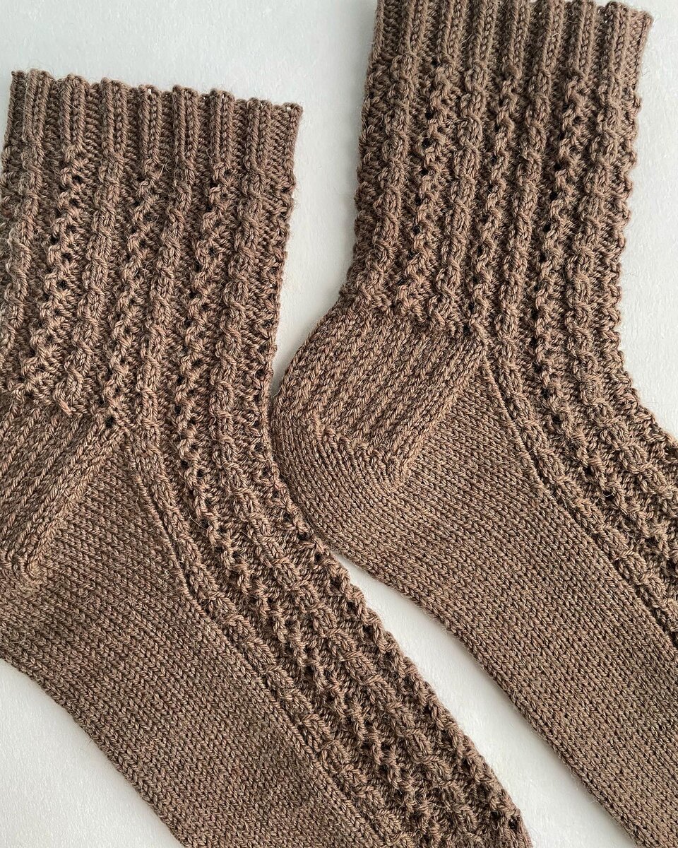 Ажурные носки с японским узором из пряжи Katia United Socks