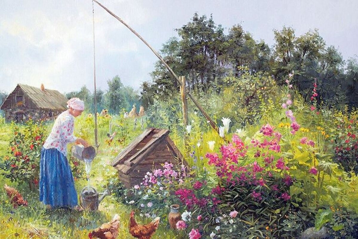 Художник Владимир Жданов "В саду"