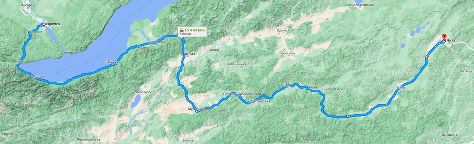 На карте траса Байкал