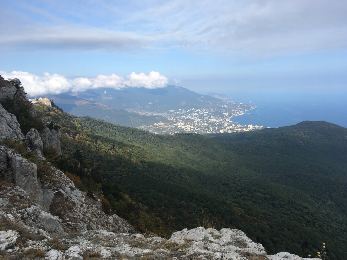 С вершины вся Ялта, как на лапке. И Аю-Даг видно. Ляпота! 