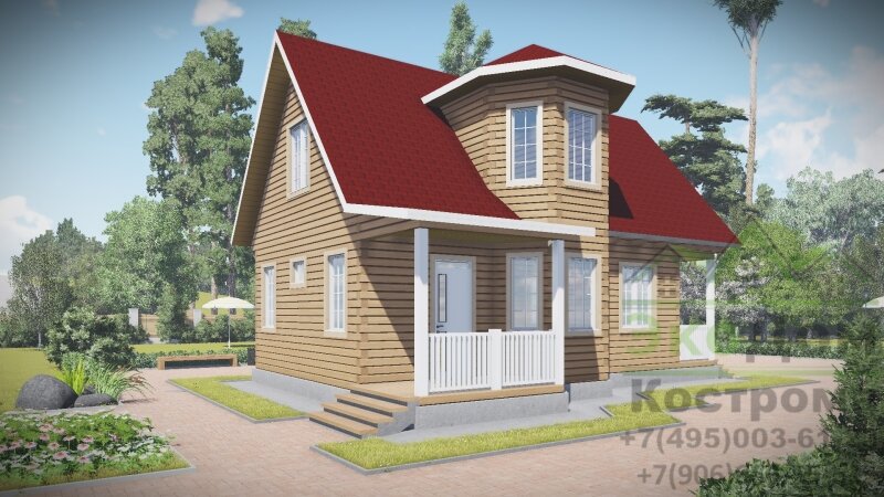Проект дома из бруса 6х9 "Бронницы" ДБ-80 от компании ЭкоДом-Кострома