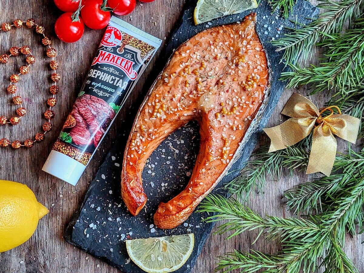    Стейки кеты в горчичном маринаде махеевъ