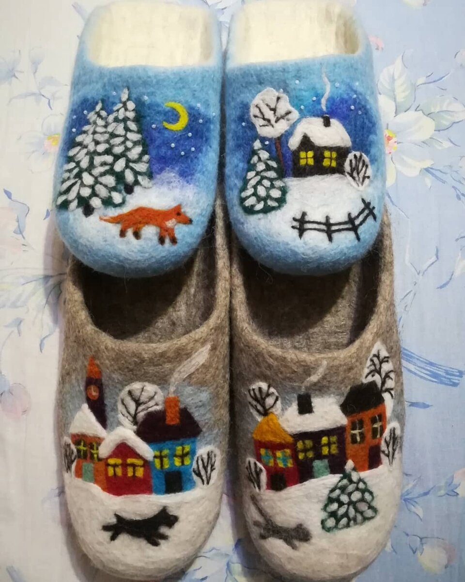 Мои валяные тапки для примера. Автор Надежда Соловьева