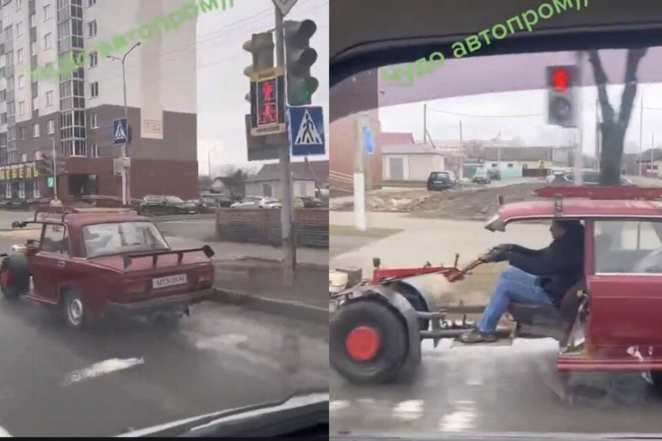     По Орше катался бесправник на переделанной из мотоблока полумашине. Фото: скриншот с видео, опубликованного в группе ВКонтакте ГАИ Витебск