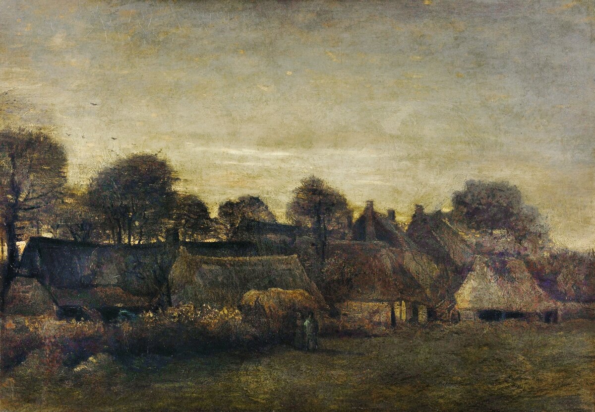 Farming Village at Twilight (1884) by Vincent Van Gogh. Original from The Rijksmuseum. Digitally enhanced from our own original publication.