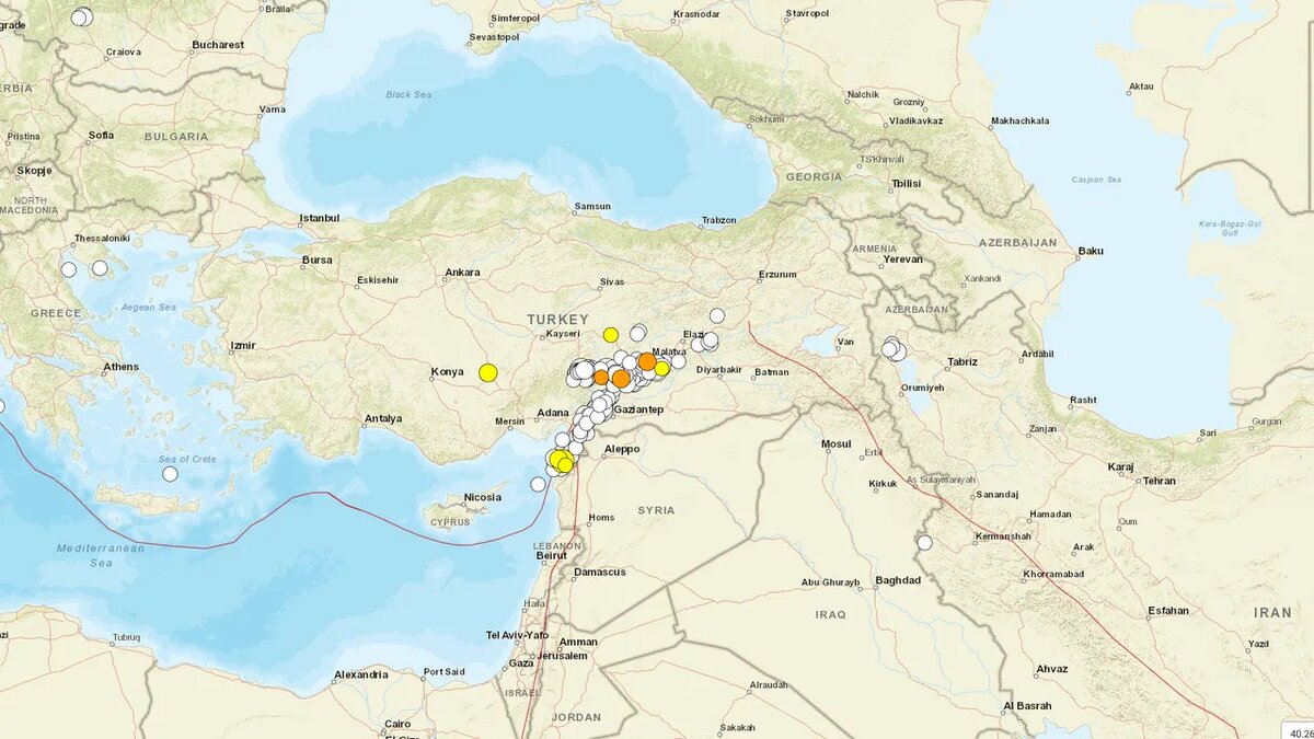Карта турции где произошло землетрясение