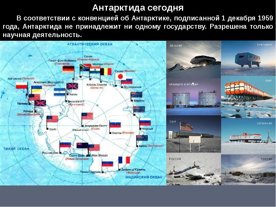 Карта антарктических станций