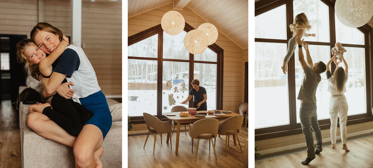 Анна и её семья, хозяева дома из клееного бруса. Архитектура и строительство дома: компания DOMOY