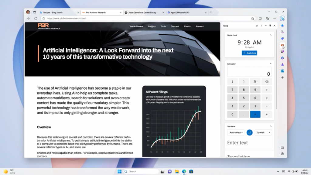 Изображение: Microsoft. Новый модульный дизайн интернет-браузера.