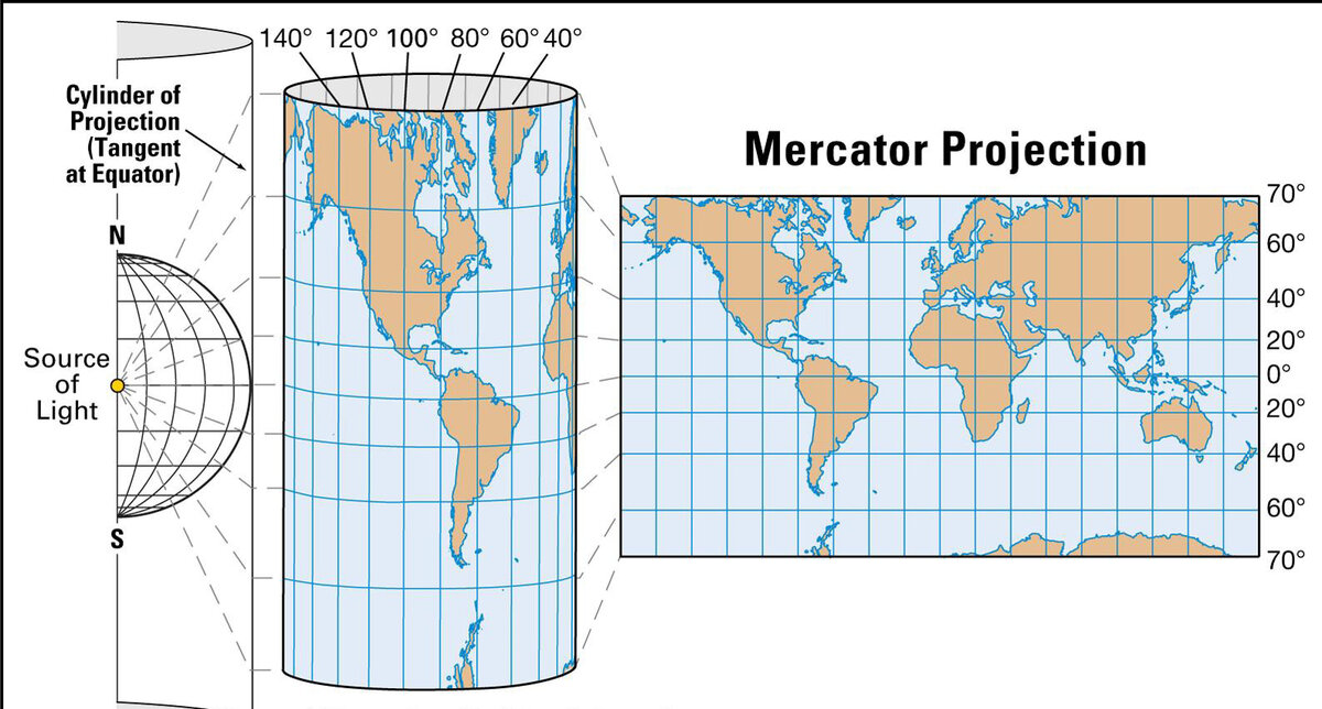 Карта в проекции меркатора