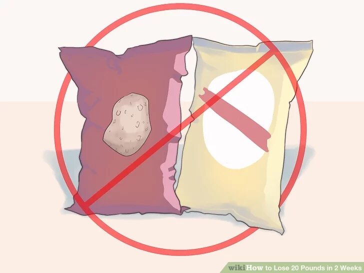 2Вырезать нездоровую пищу из своего рациона.Полностью вырежьте его. Кто-то следующие стандартной диете, как правило, могут себе позволить упасть на нездоровую пищу вагона один или два раза, не испытывая серьезные последствия. Для более экстремальных, краткосрочных целей потери веса (как этот), однако, нездоровая пища должны быть полностью избежать.